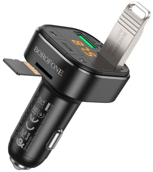 FM трансмиттер модулятор Borofone BC43 Flash QC3.0 Bluetooth Автомобильное зарядное устройство Черный | Зображення 1