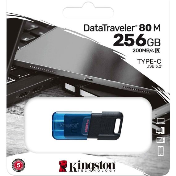 USB флеш накопичувач Kingston 256 GB DataTraveler 80 M USB-C 3.2 (DT80M/256GB) | Зображення 3