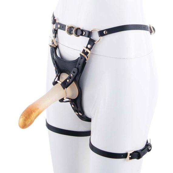 Страпон LOCKINK SEVANDA Queen Sheba Strapon Golden Dildo, регульовані кріплення, силіконовий дилдо Sex Aura