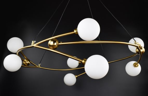 Люстра підвісна на 8 лампочок 26855 Латунь 50-150х87х87 см. | Зображення 1