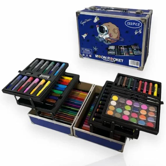 Набір для малювання  133 предметів, дитячий набір для творчості у валізі | Зображення 2