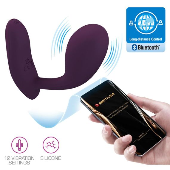 Вібратор PRETTY LOVE Baird Purple, 12 vibration functions Mobile APP Long-distance Control Sex Aura | Зображення 1