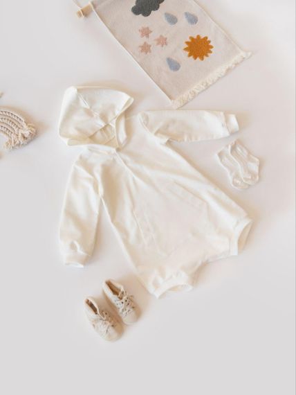 Боді-світшот для малюка з капюшоном і кишенею, колір молочний, 0–24 міс 80