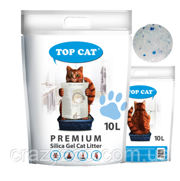 Наповнювач для котячого туалету Top Cat Premium силікагелевий 10 л 480125