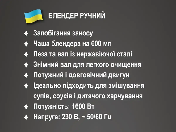 Блендер ручний з чашею 1600Вт 600мл 1шв BITEK BT-346B | Зображення 3