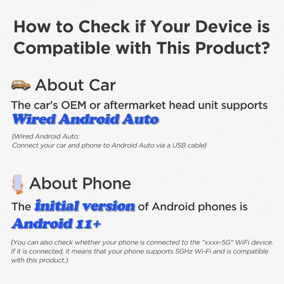 Бездротовий адаптер Android Auto для авто з 2017 року, перехідник з дротового Android Auto USB-A, USB-C, донгл для перетворення | Зображення 7