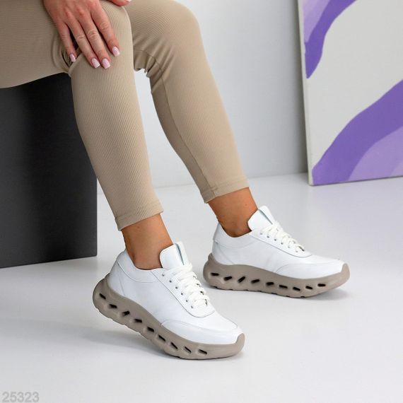 Молодежные дизайнерские белые кроссовки натуральная кожа | Зображення 2