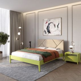 Двоспальне дерев'яне ліжко Mebigrand Нью-Йорк ДК Лайм (S3050G70Y)/Аляска 23 (Бежевий) 180х190 см (MBG-10181)