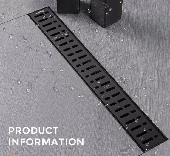 Душовий трап Gappo 70х700 мм, нержавіюча сталь, чорний G87007-36 | Зображення 1