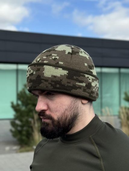 Шапка в*язана піксель з відворотом | Зображення 4