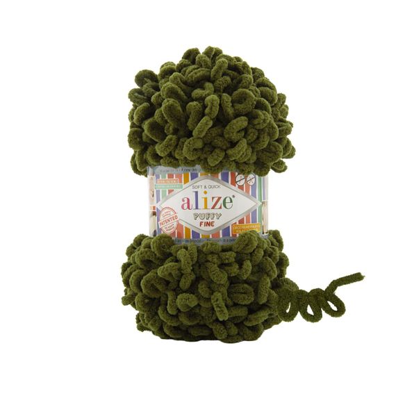 Пряжа ALIZE PUFFY FINE 620 світло-молочний алізе пуфі файн фантазійна нитка плюшева