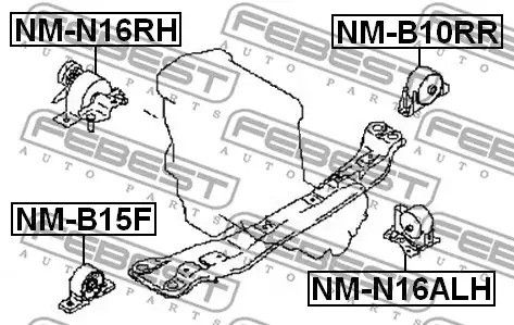 Подушка двигуна задня, NISSAN FEBEST (NMB10RR) | Зображення 3