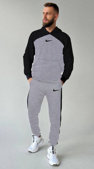 Чоловічий спортивний костюм Nike сірий з чорними вставками | Зображення 1
