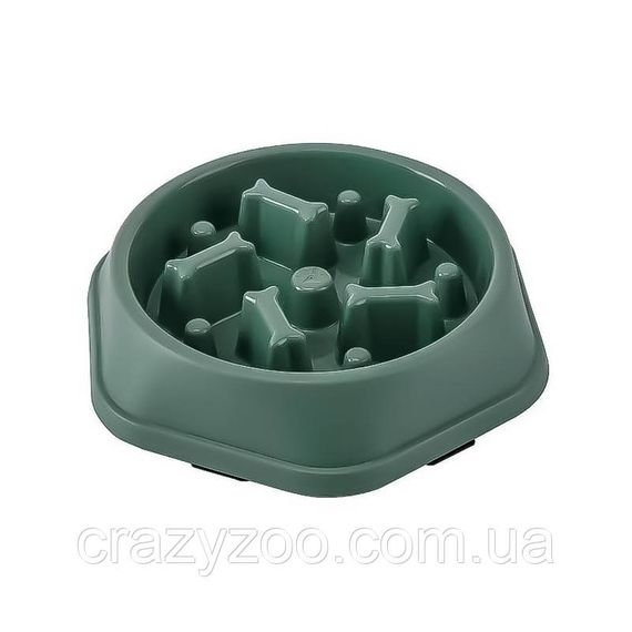 Миска для повільного годування для собак EcoToys пластикова оливкова 23.5х4.5 см 6878