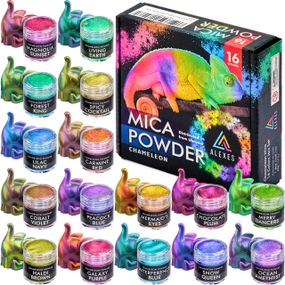 Пігмент перламутровий хамелеон Chameleon Mica Powder слюдяна пігментна пудра ALEXES 16 кольорів