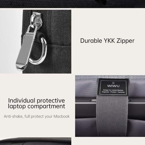 Сумка для ноутбуку WIWU Minimalist Laptop II 13.3" / 13.6" / 14.2" Grey Black | Зображення 4