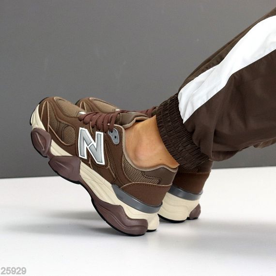 Трендовые комбинированные шоколадные кроссовки в стиле спорт-шик | Зображення 9