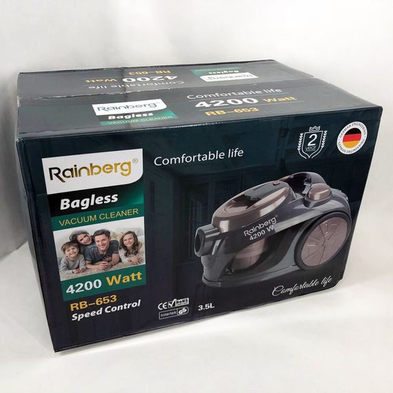 Пилосос контейнерний без мішка Rainberg RB-653 2500Вт, циклонний контейнерний пилосос, VB-329 невеликий пилосос | Зображення 6