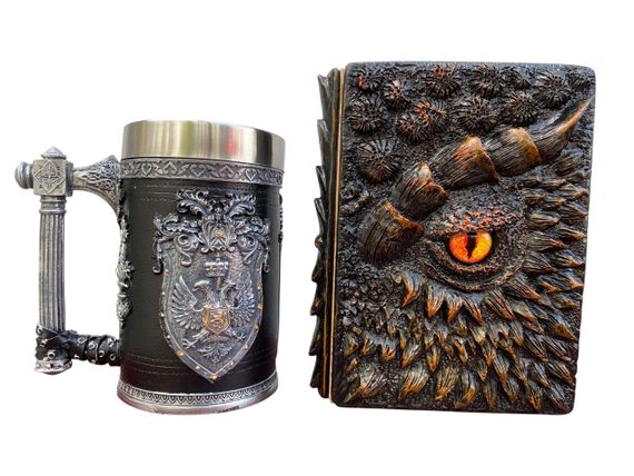 Подарунковий набір Кухоль 3D Щит і Корона та Блокнот 3D «Жар Серця Дракона»