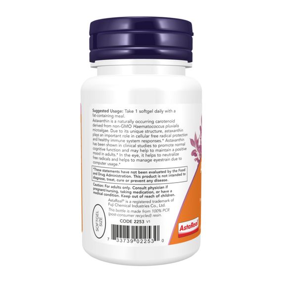 Астаксантин Now Foods Astaxanthin 12 mg Triple Strength - 60 softgels | Зображення 2