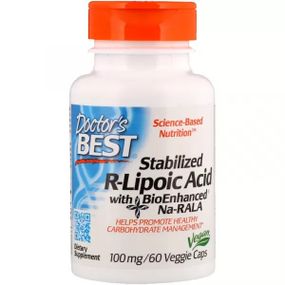 Альфа-ліпоєва кислота Doctor's Best Stabilized R-Lipoic Acid with BioEnhanced Na-RALA 100 mg 60 Caps
