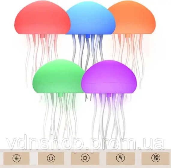 Настольная лампа ночник в виде медузы с движениями, оборотами и цветопередачей RGB | Зображення 6