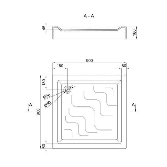 Душевой поддон Lidz Mazur ST90x90x16 | Зображення 1