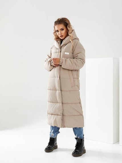 Подовжена зимова куртка-пуховик арт.А-520, беж