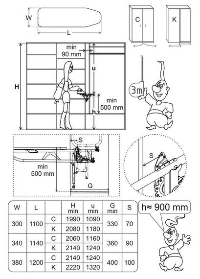 Прасувальна дошка вбудована у шафу, метал з Амортизатором 120*38 Тефлоновий беж | Зображення 9