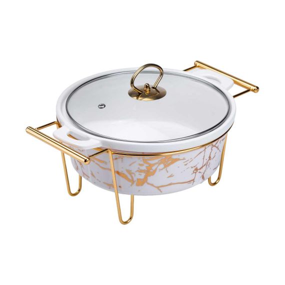 Мармит круглый 1,5 л фарфоровый с подогревом 31*24*18 см HP1038 | Зображення 4