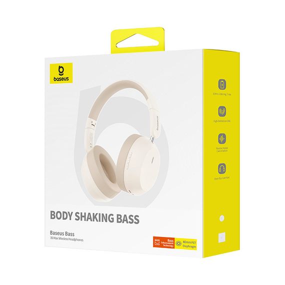 Накладные беспроводные наушники Baseus Bass 35 Max (A00070800) Stellar White | Зображення 5