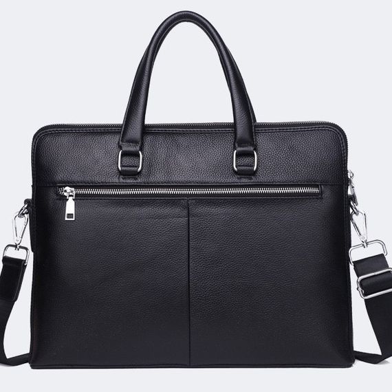 Шкіряна чоловіча ділова сумка-портфель портфель для ноутбука чорний Tiding Bag 64028 | Зображення 1