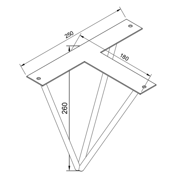 Кронштейн для полиці з металу 250×180mm, H=260mm Золото | Зображення 1