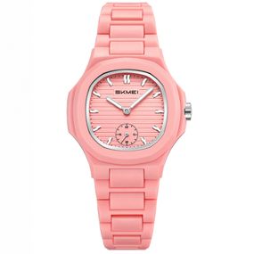 Жіночий годинник Skmei 2678PK Pink з рожевим ремінцем та кварцовим механізмом