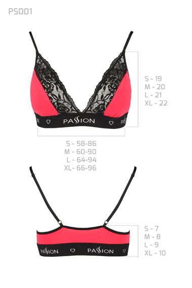 Еластичний топ із мереживом Passion PS001 TOP Червоно-чорний XL | Зображення 3