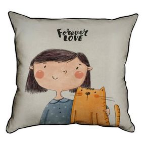 Подушка з мішковини Forever love 45x45 см (45PHB_18L007_SE)