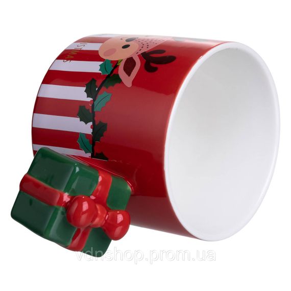 Чашка порцелянова новорічна Merry Christmas 400 (мл) Червона Yiwu FM-CS-49R | Зображення 3