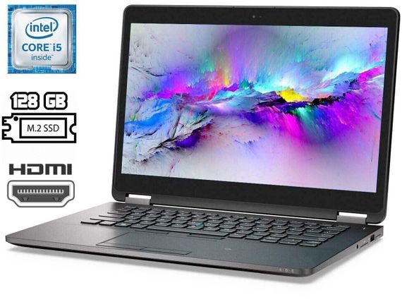 Ультрабук Б-класс Dell Latitude E7470 / 14" TN / Intel Core i5-6300U (2(4) ядра по 2.4-3 GHz) / 8GB DDR4 / 128GB SSD M.2 / HD Graphics 520 / WebCam / USB 3.0 / HDMI / miniDP / Win 10 б/в