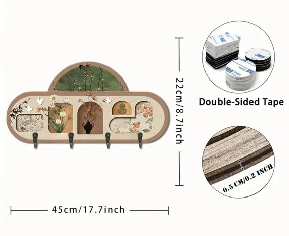 Настенная ключница-вешалка Вешалка настенная Размер 45*22 | Зображення 2