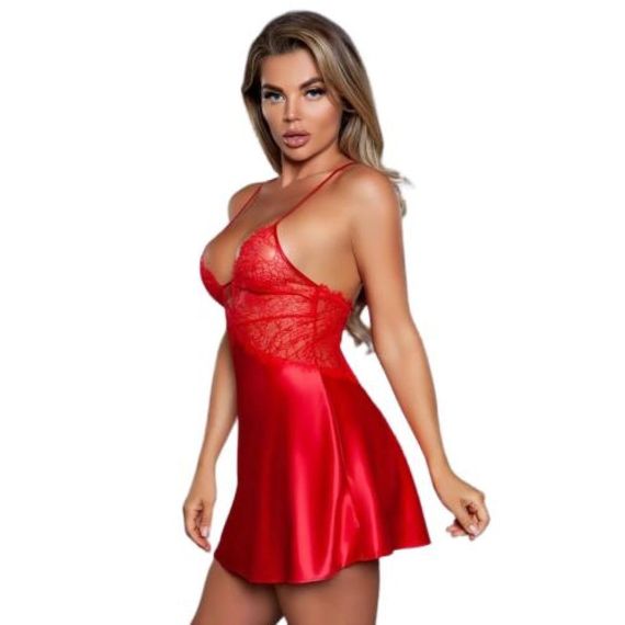Сорочка Carina Negligee з мереживним верхом червоний, S | Зображення 2