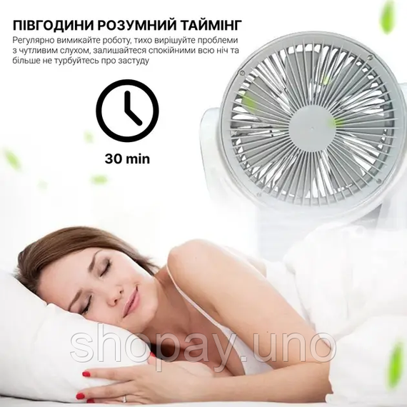 Вентилятор портативний 4в1 (6", сонячна панель, 2 LED лампи, 2 швидкості, 6Вт, USB, 3.2V/4000 мАг) | Зображення 3