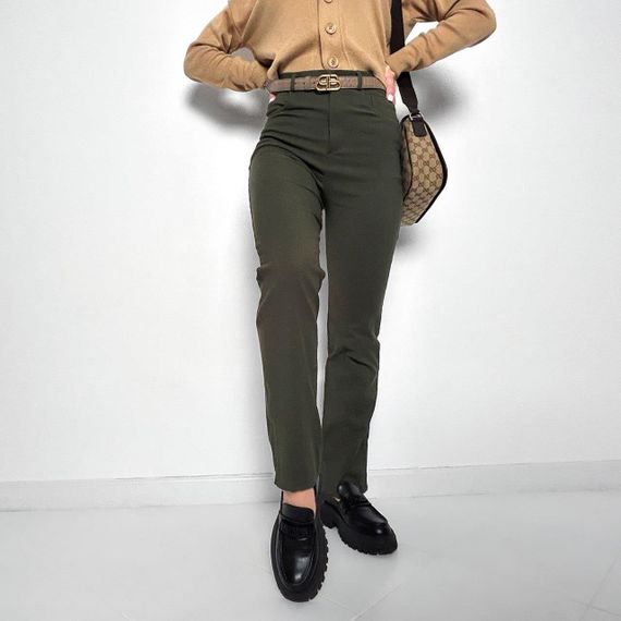 Женские широкие брюки палаццо из джинс-бенгалдина GF01698 цвет хаки, размер 46 | Зображення 4