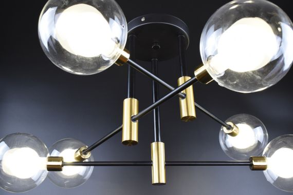 Люстра стельова на 6 лампочок 26823 Чорний 34х68х68 см. | Зображення 2