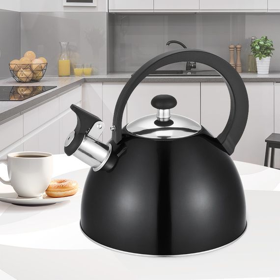 Чайник со свистком Maestro MR-1302-BLACK, 2,5 л, из нержавеющей стали, для всех типов плит | Зображення 2