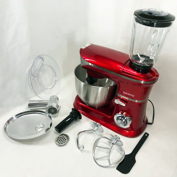 Многофункциональный кухонный комбайн Rainberg RB-8080 Тестомес, Мясорубка, Блендер, Мощный блендер WA-25 | Зображення 1