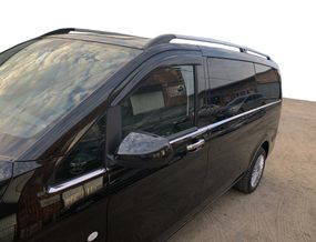 Нижні молдинги скла по всій довжині (8 шт., нерж) OmsaLine, L2 для Mercedes Vito / V W447 2014-2024 рр