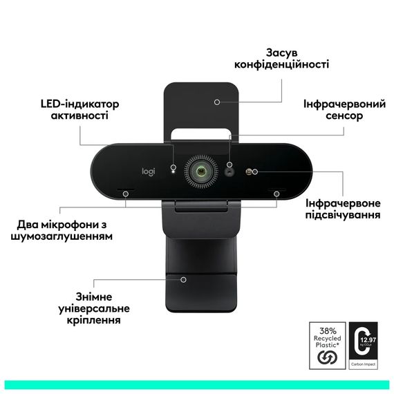Веб-камера Logitech Brio 4K Ultra HD for Business Graphite (960-001746) | Зображення 4