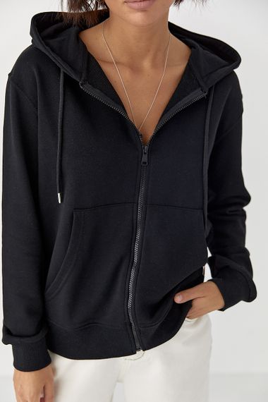 Жіноче худі на блискавці - чорний цвет, S (є розміри) | Зображення 3
