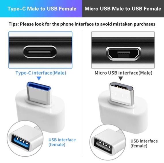 Універсальний адаптер Micro USB до USB, для планшетів, ПК, телефонів. Чорний | Зображення 3
