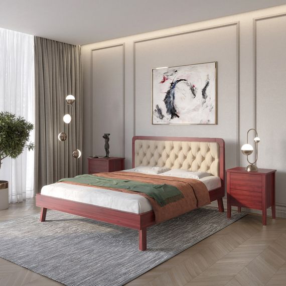 Полуторне дерев'яне ліжко Mebigrand Токіо Махонь/Аляска 23 (Бежевий) 120х200 см (MBG-4793)